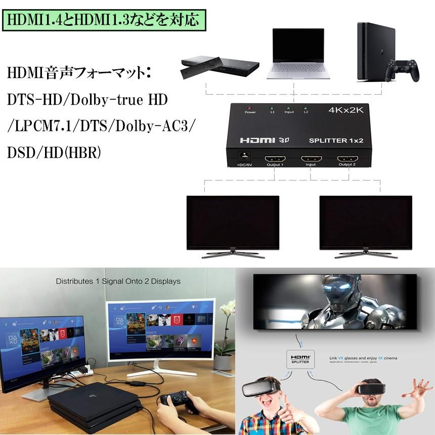 HDMI 分配器 2画面同時出力可能 4K 30Hz 2160P 1入力2出力 hdmi