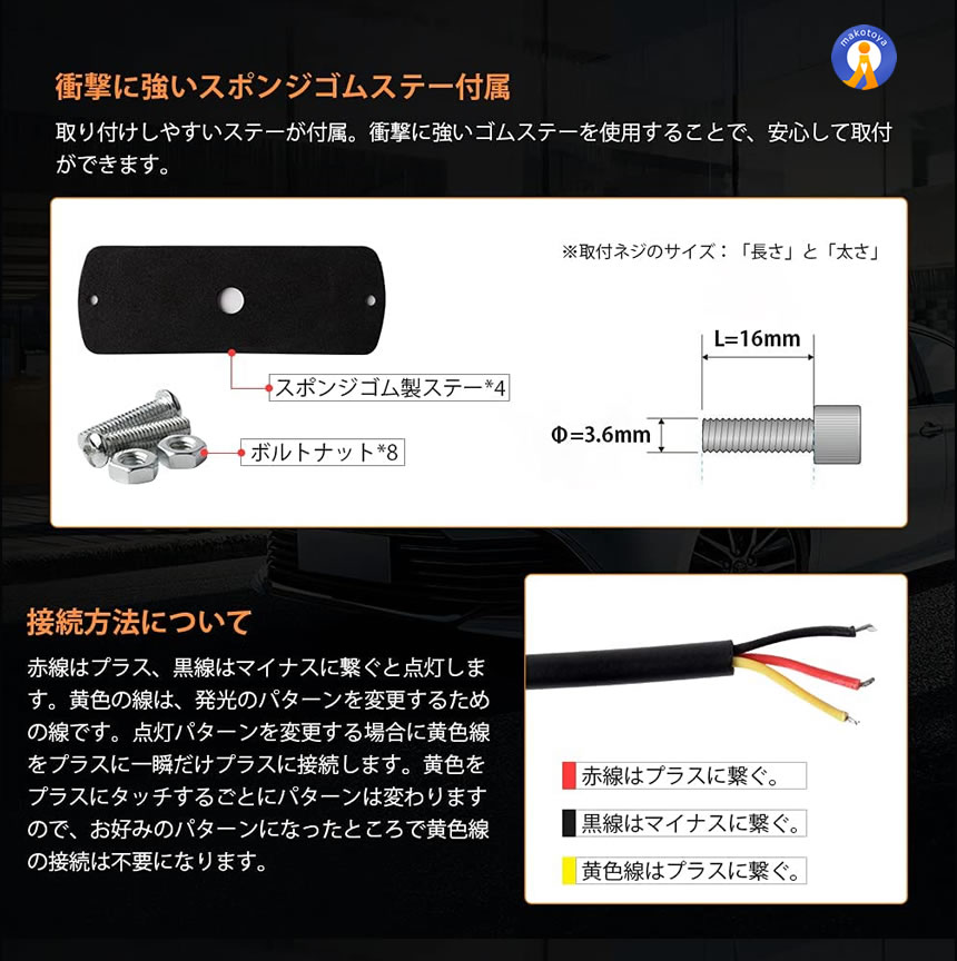 車用 ストロボライト 4個セット マーカーランプ LED 警告灯 アンバー