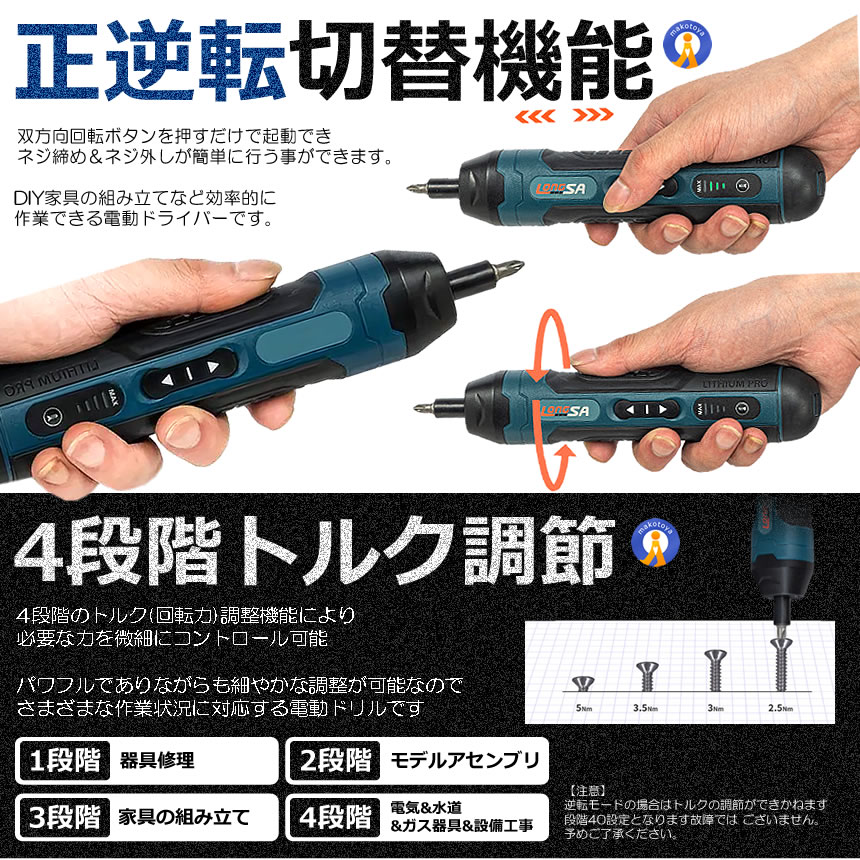 2個セット 正逆転切替 電動ドライバー 小型 電動ドリル ビット32種類 ネジ60点 LEDライト USB充電式 4段階トルク DIY ケース付属  105DOREISET : s-kk2402-38a-2set : 絆ネットワーク - 通販 - Yahoo!ショッピング