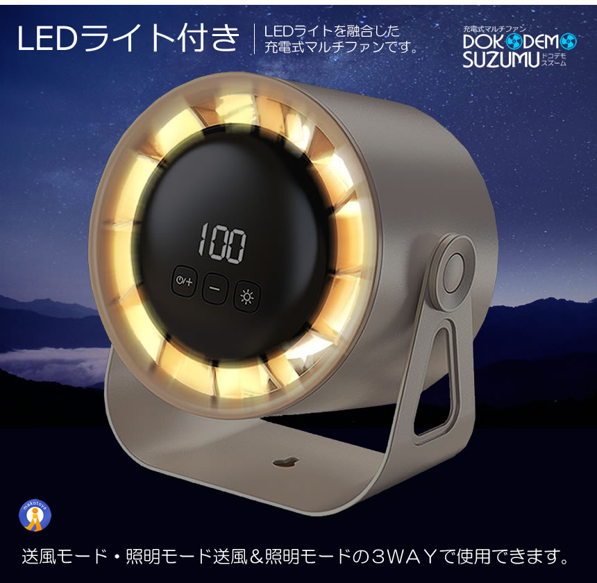 5個セット 扇風機 ハンディファン LEDライト サーキュレーター 卓上
