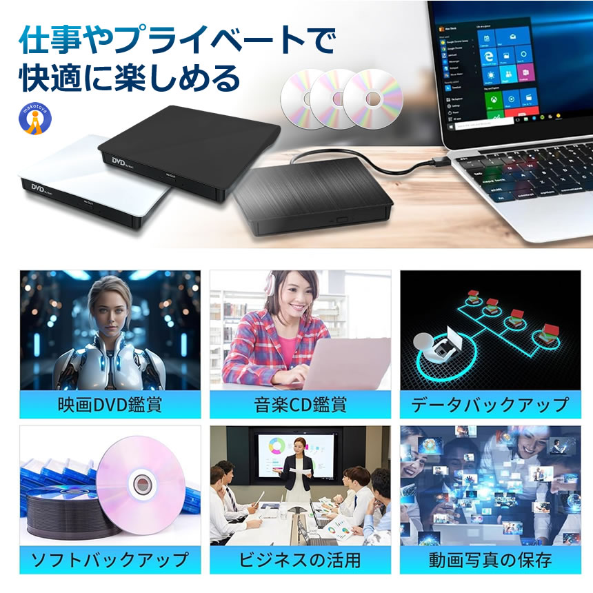 5個セット 外付けDVDドライブ 高速処理 8X DVD& 24XCD 光学ドライブ