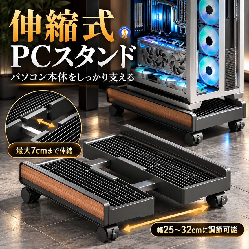 PCスタンド キャスター付き 伸縮式 CPUスタンド デスクトップPCスタンド パソコン台 PCラック CPUVIPST : 絆ネットワーク ...
