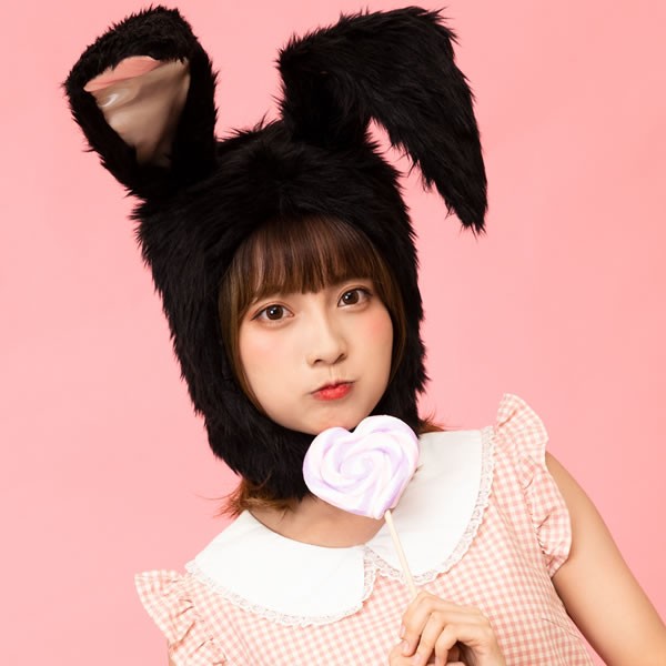 うさぎ かぶりもの ウサギ 被り物 もふもふうさたん 黒 キャップ コスプレ アニマルマスク 動物 帽子 animal グッズ  :846642:コスチュームで仮装大賞 - 通販 - Yahoo!ショッピング