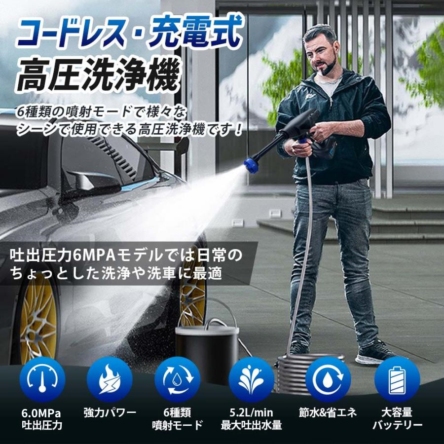 正規品】 高圧洗浄機 コードレス 充電式 6in1 高水圧 マキタバッテリー