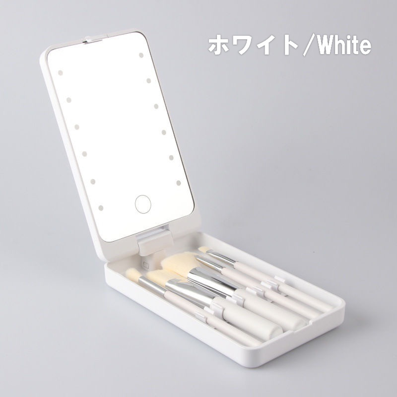LEDライト付き 小型ミラー ポータブル 高解像度 メイクアップミラー