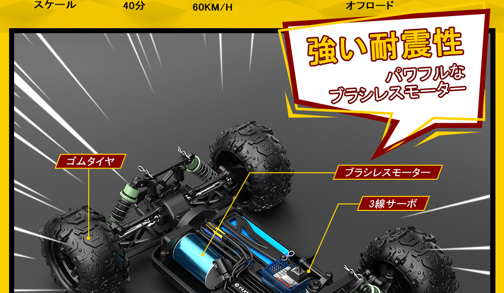 DEERC ラジコンカー オフロード 高速 ブラシレスモーター 4WD