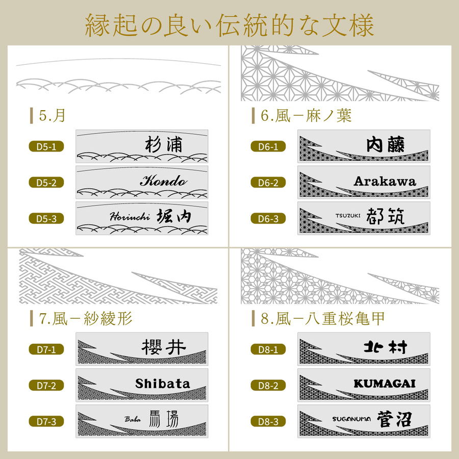 かたちラボ 表札 マグネット 風水 開運 和風 和柄文様入り表札