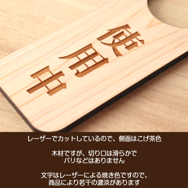 かたちラボ ドアノブプレート 木製 両面彫刻 (使用中 空室