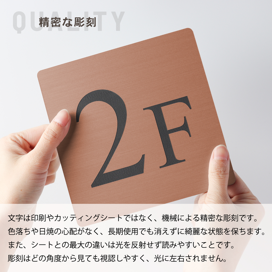かたちラボ 階数表示 フロアサイン 銅板風 ブロンズ 150角 四角 数字