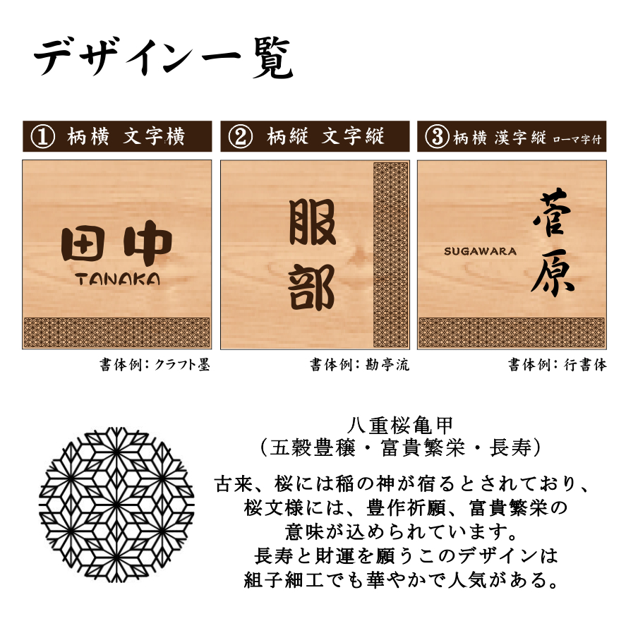 かたちラボ 表札 木製 風水で良いとされる木の表札 (八重桜亀甲 かたちラボ 表札 木製 風水で良いとされる木の表札 (八重桜亀甲