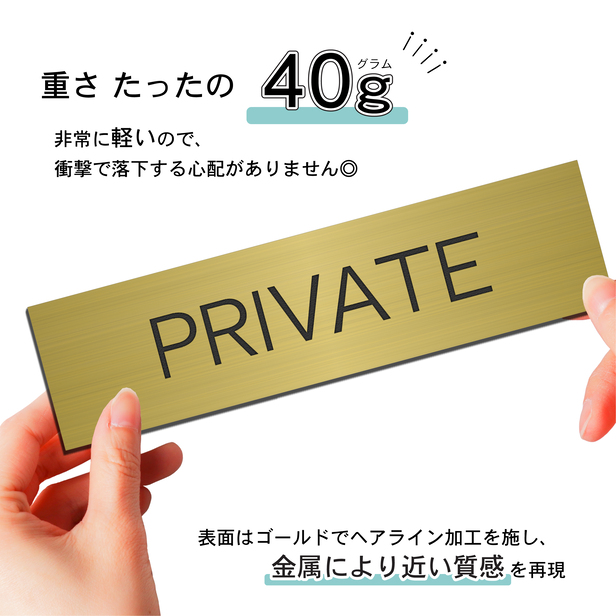 かたちラボ PRIVATE プライベート 室名プレート 真鍮風 ゴールド 部屋