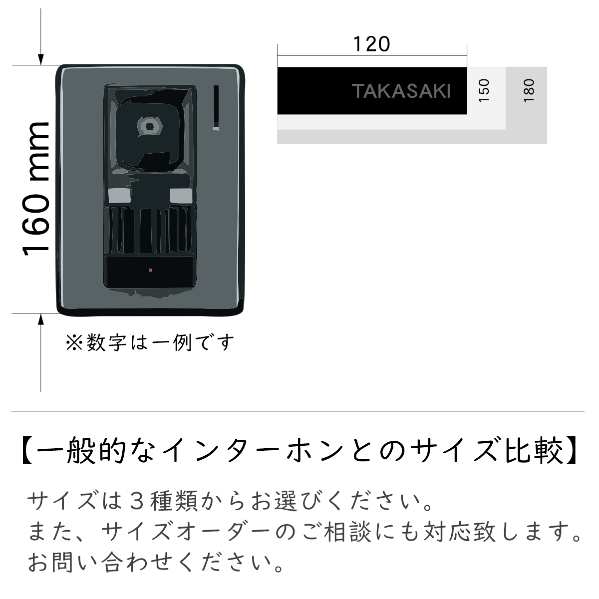 表札 黒 モノトーン モノクロ 120×30 S 艶消しブラック (名入れ無料 1