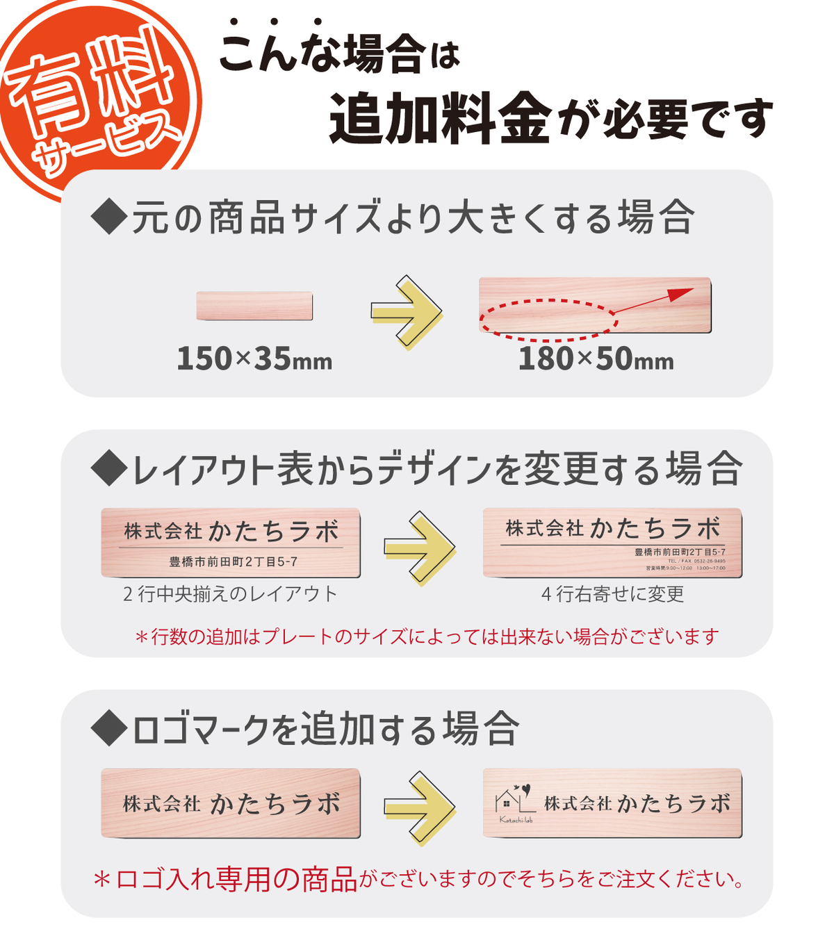 かたちラボ 会社 表札 看板 プレート 角丸 S 150×35 木目調 企業