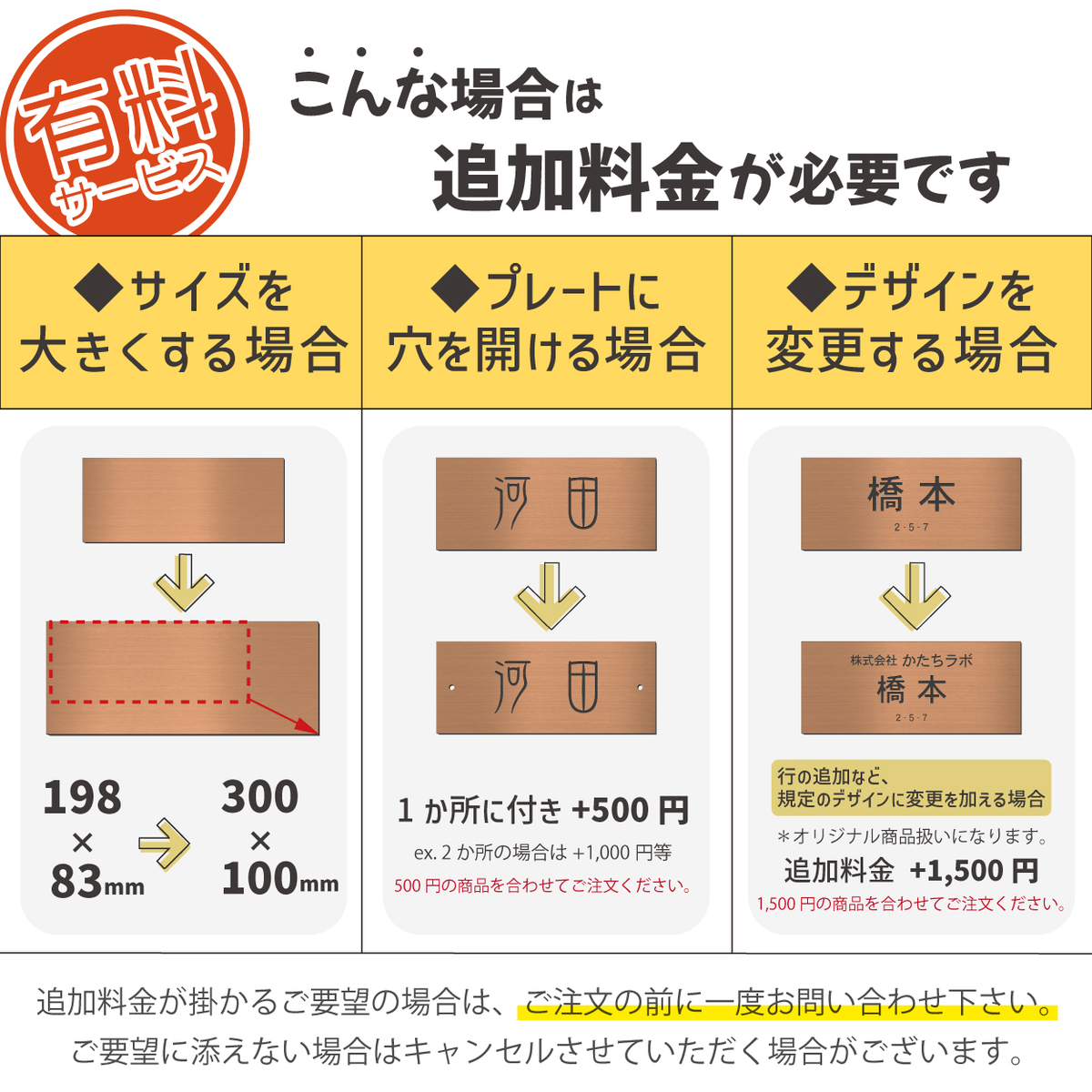 このような場合は追加料金を頂戴致します