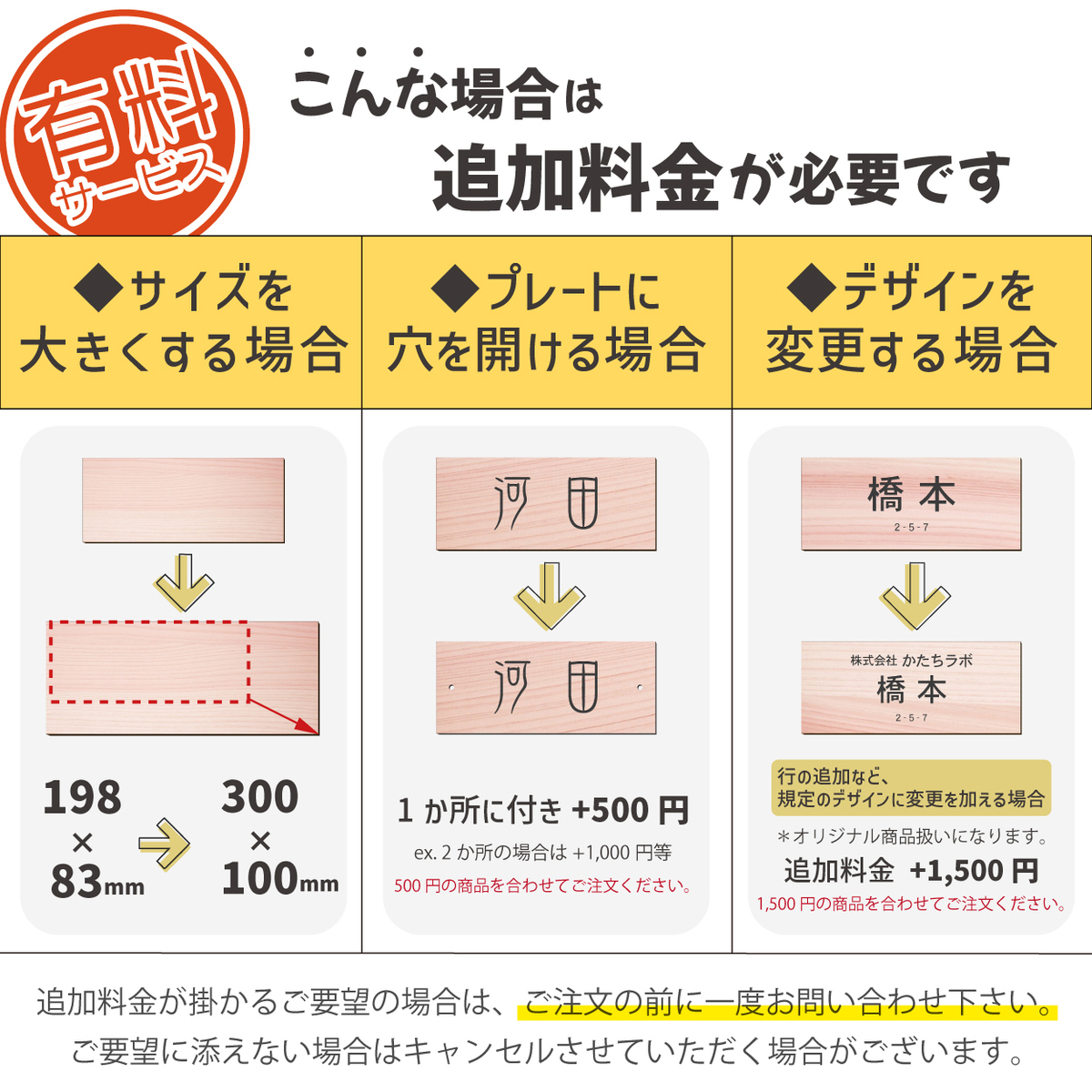 このような場合は追加料金を頂戴致します