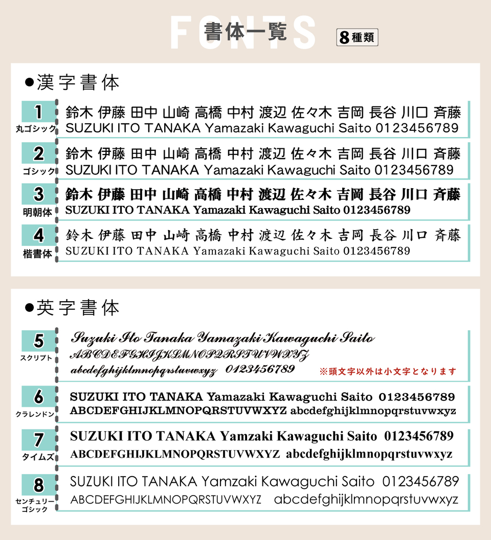 選べる12書体