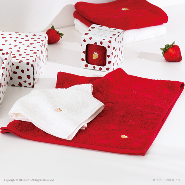 出産祝い　タオル｜割引き商品｜Strawberry　Soft　フェイスタオル　No.10　（レッド）｜出産　お祝い｜katarogu-gift｜03