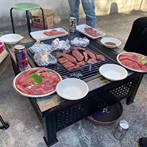 バーベキュー おしゃれ 大型 焚き火台 自宅 庭 家庭用 BBQ コンロ レンガ調 大人数 耐熱性 アウトドア キャンプ バーベキューテーブル  アンティーク調 (黒の板) : p2100487786d1 : カネコストア - 通販 - Yahoo!ショッピング