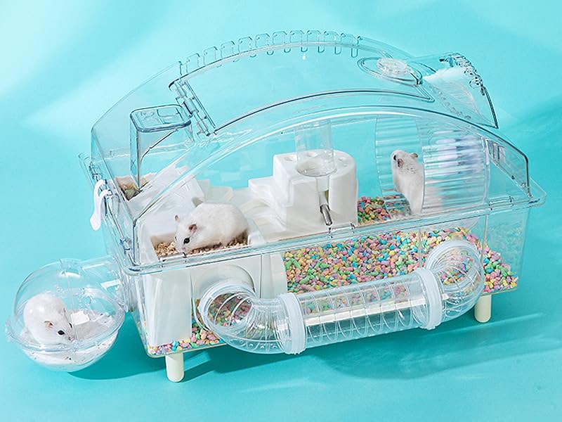 ハムスター ケージ 飼育ケージ セット 全面クリア 透明 見やすい