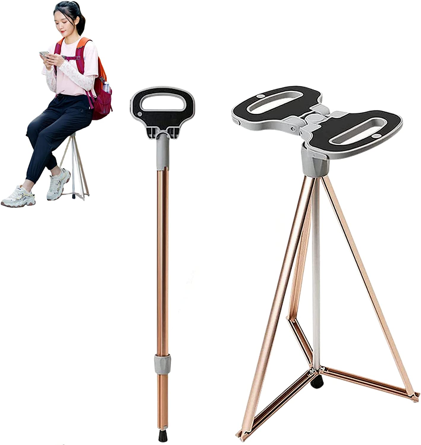 ステッキチェア 登山杖 ステッキチェ アアルミ製 杖 折りたたみ杖 超