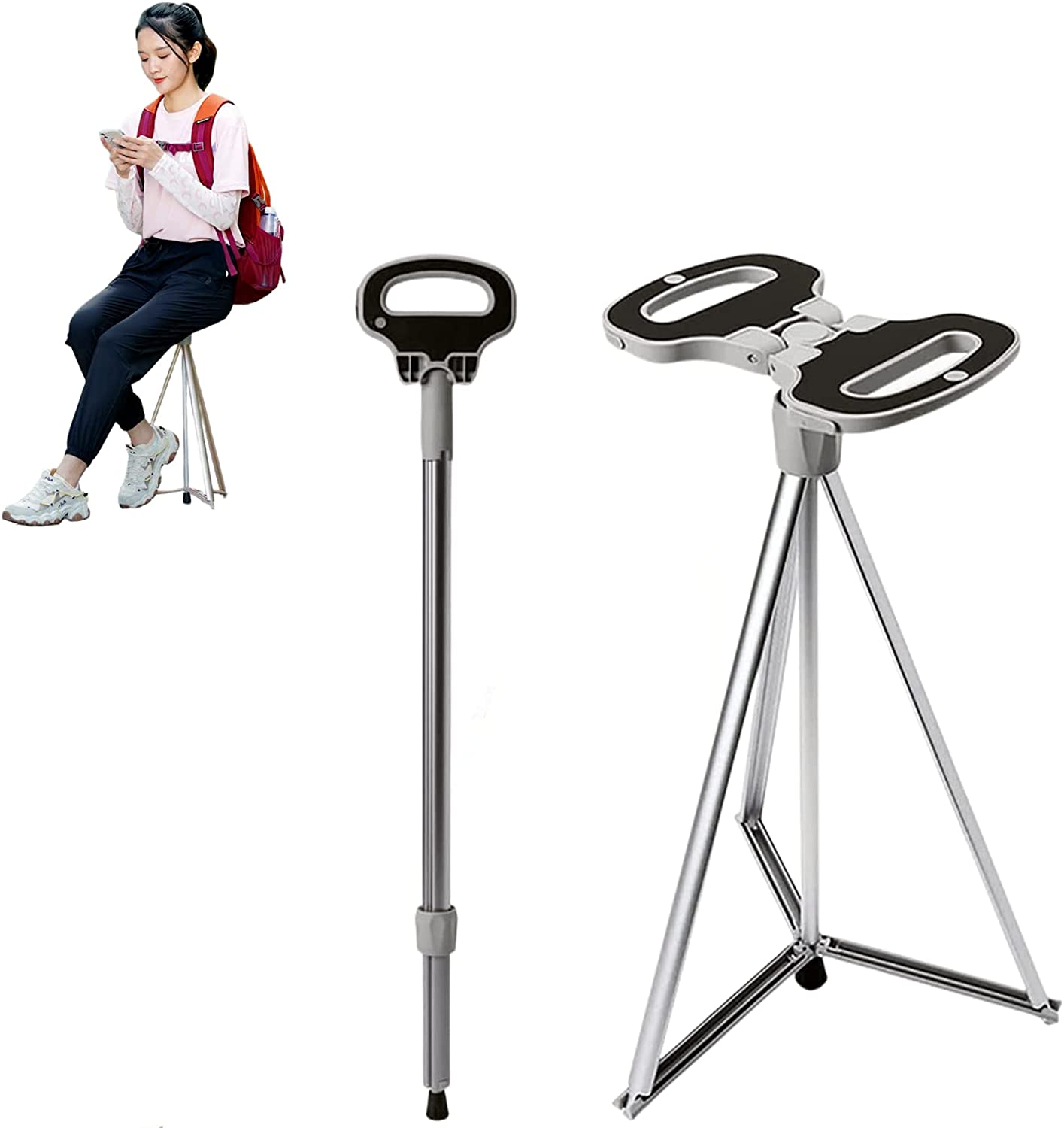 ステッキチェア 登山杖 ステッキチェ アアルミ製 杖 折りたたみ杖 超