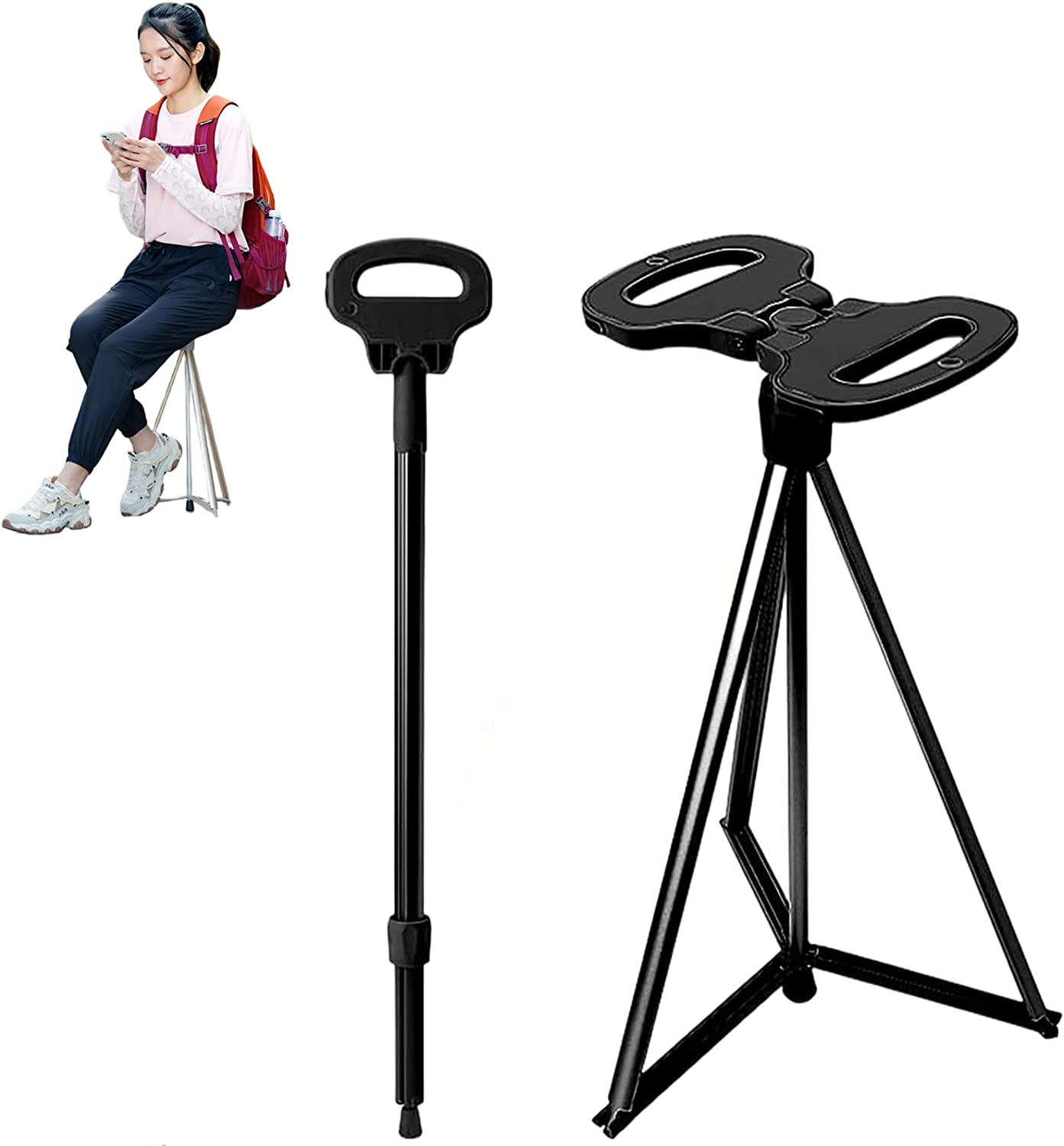 ステッキチェア 登山杖 ステッキチェ アアルミ製 杖 折りたたみ杖 超
