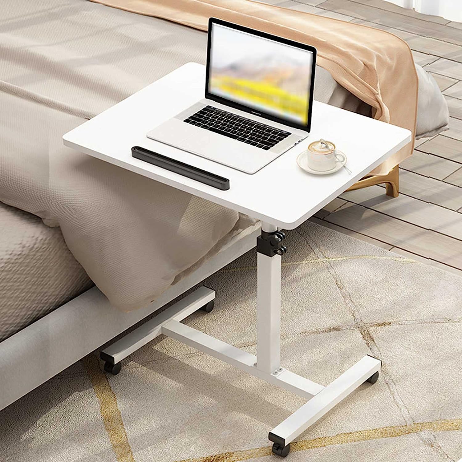 サイドテーブル キャスター付き コの字型デザイン 折りたたみ収納