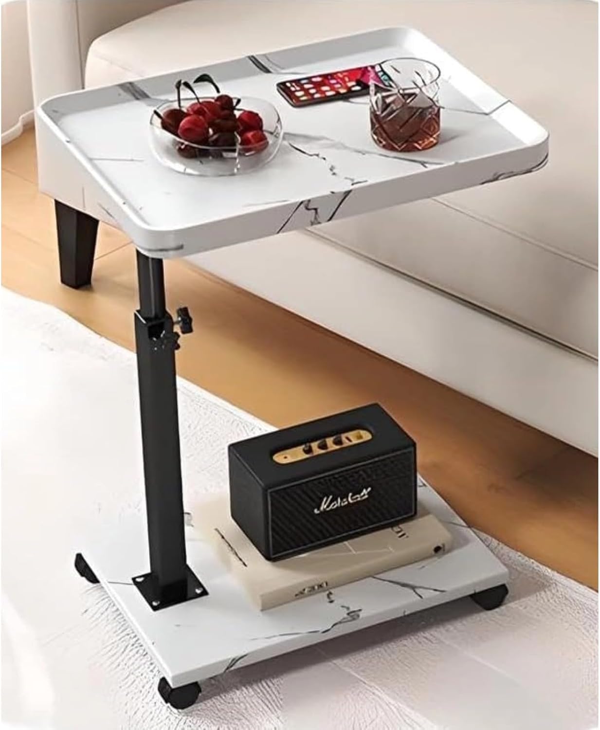 サイドテーブル 昇降式テーブル 360度回転 高さ調節可能 45~80cm コの