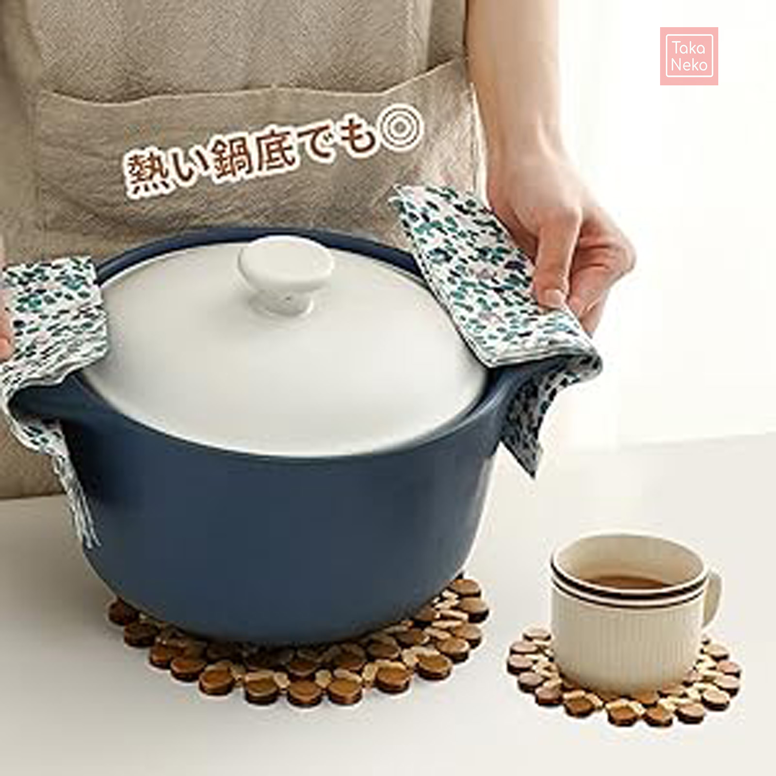竹 鍋敷き コースター セット なべしき 木 丸形 ポットマット キッチン