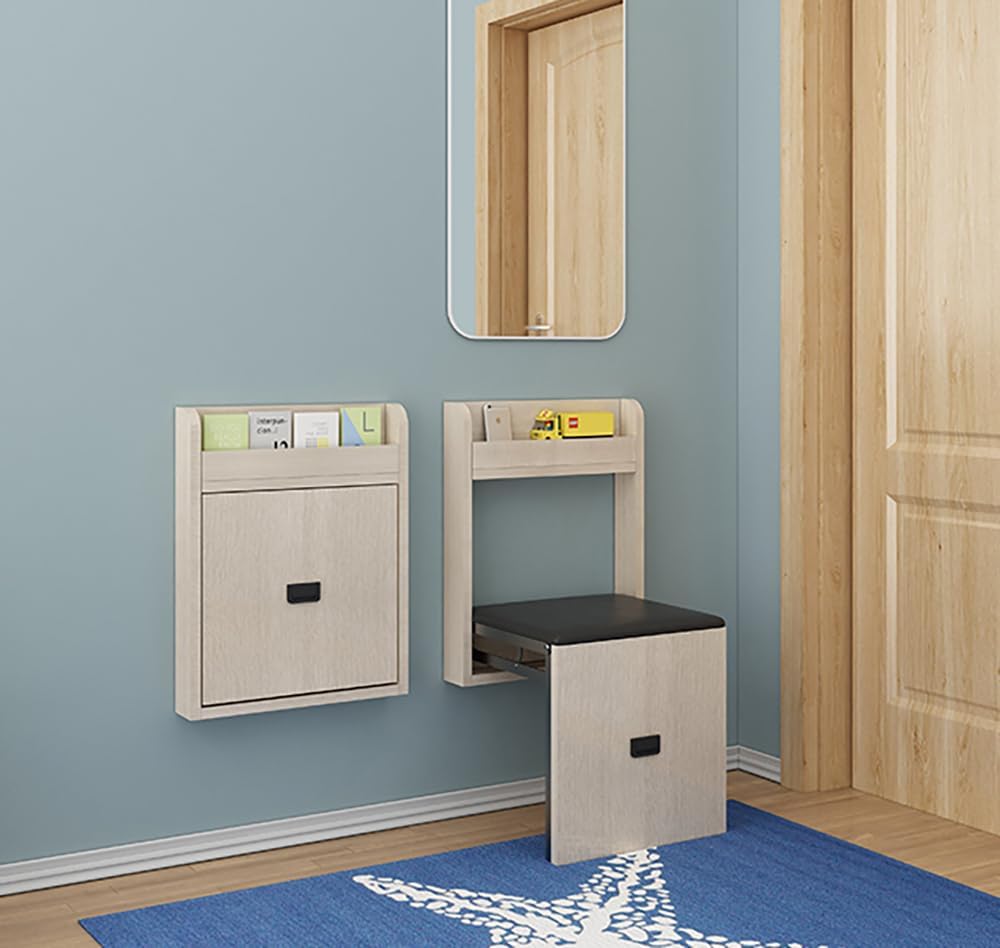 玄関スツール 折りたたみ椅子 壁掛けいす 玄関チェア イス 天然木 省