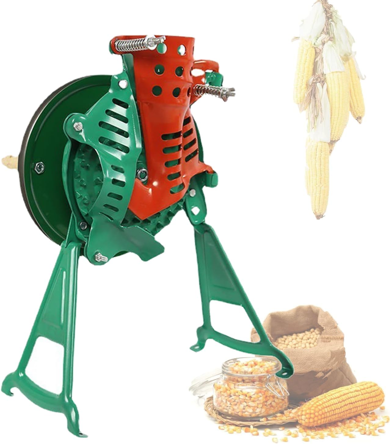 手動型脱穀機 手回しトウモロコシ脱穀機 手動トウモロコシ脱穀機 木製ハンドル付き