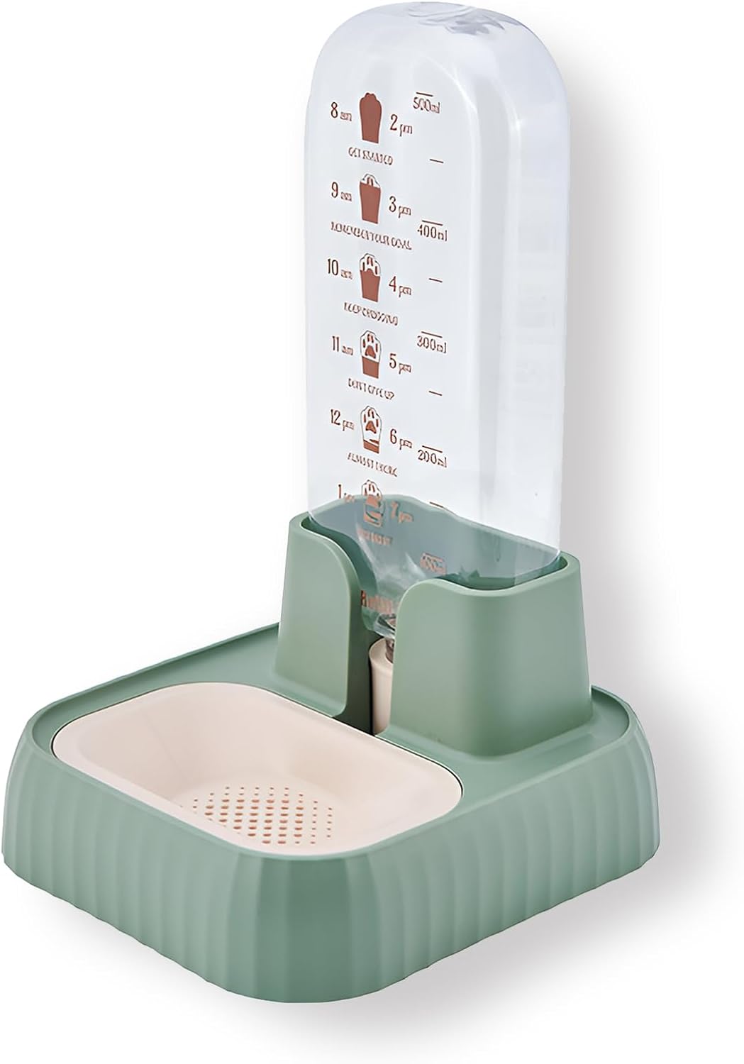 520ml ペット給水器 猫 犬 水飲み器 ペットボトル自動給水器 猫 水飲み皿みずのみ器 犬給水器スタンド固定浄水器 循環式 大容量飲料ボウル スケール付き 犬猫用 |  | 01