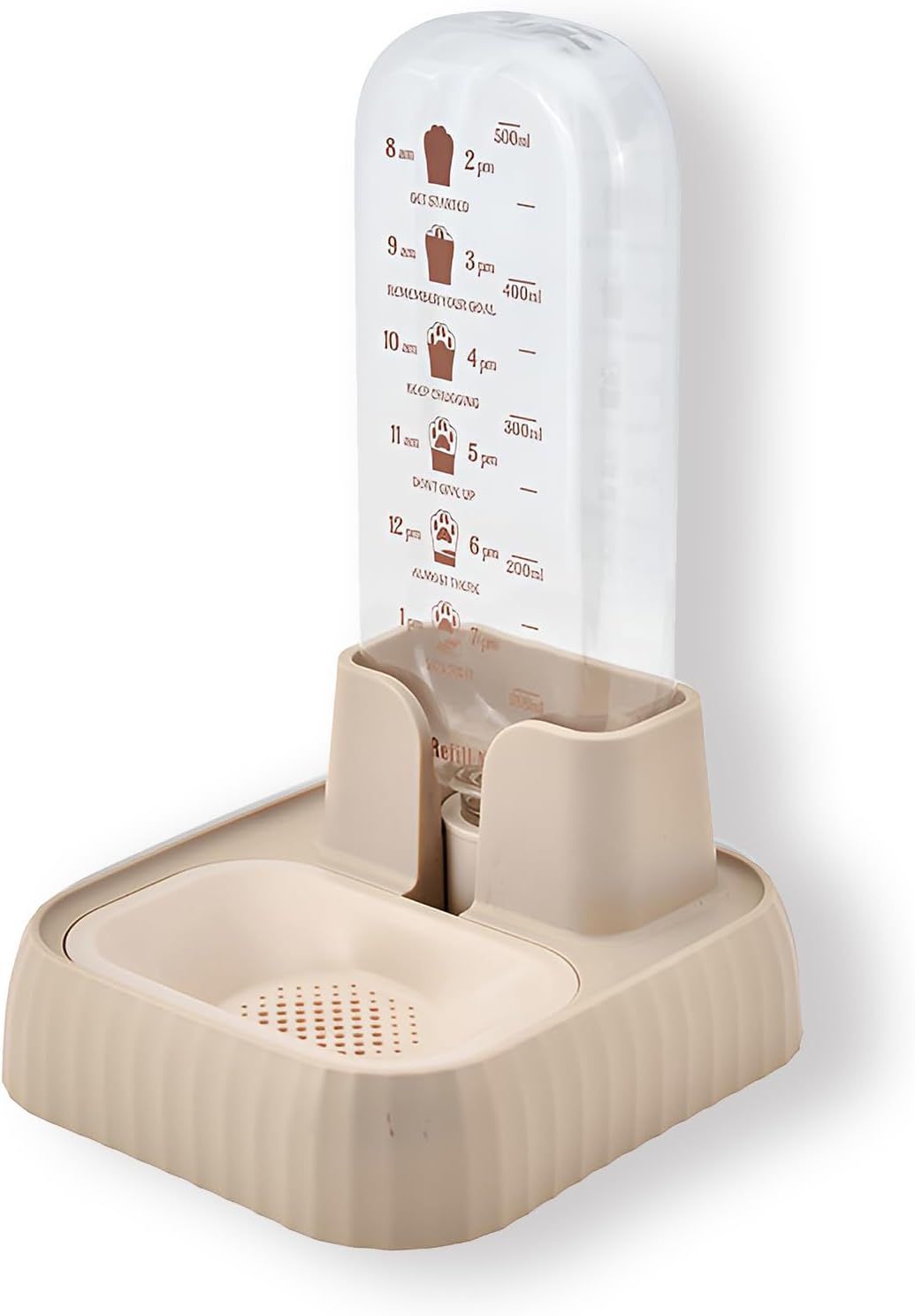 520ml ペット給水器 猫 犬 水飲み器 ペットボトル自動給水器 猫 水飲み皿みずのみ器 犬給水器スタンド固定浄水器 循環式 大容量飲料ボウル スケール付き 犬猫用 |  | 02