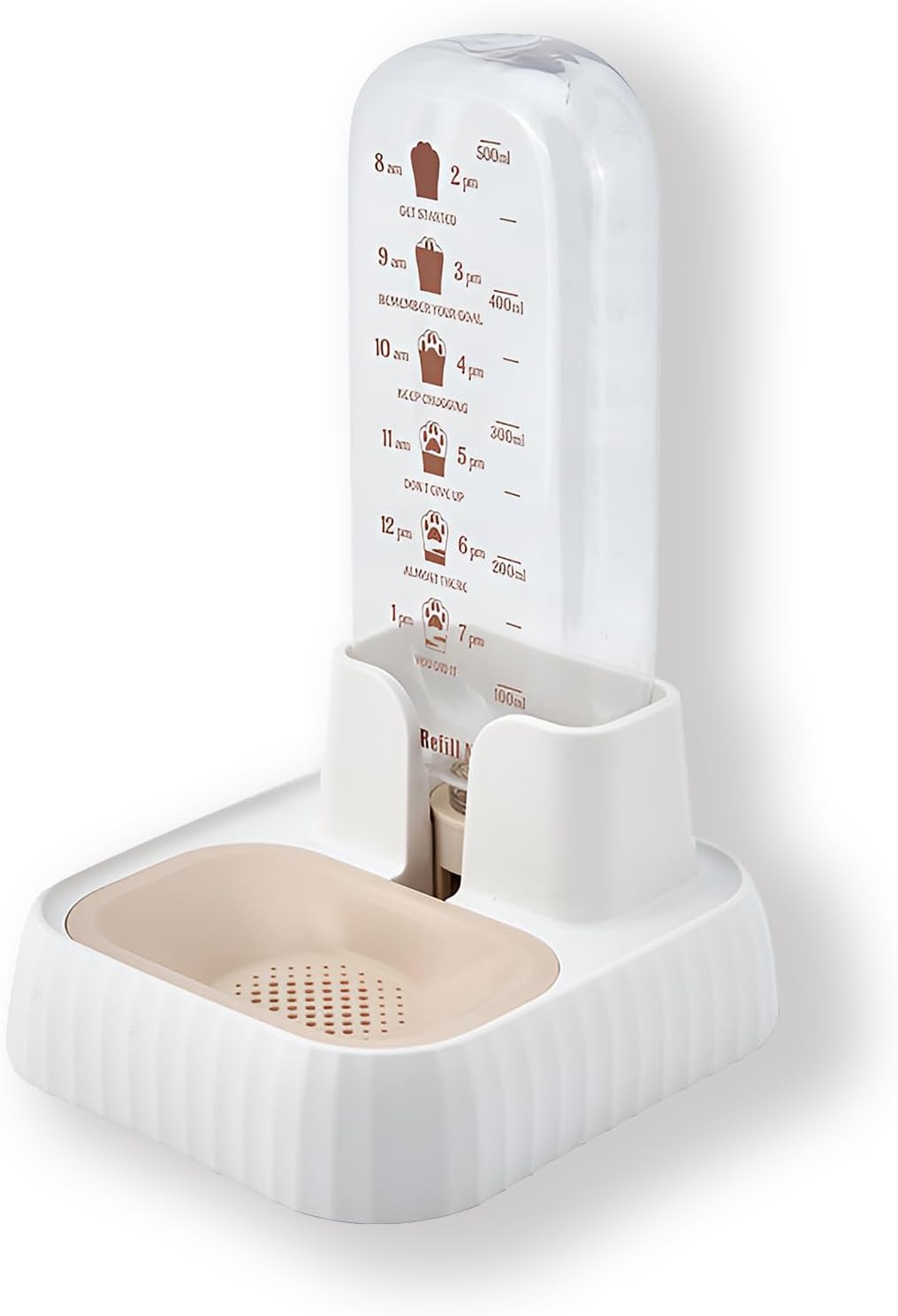 520ml ペット給水器 猫 犬 水飲み器 ペットボトル自動給水器 猫 水飲み皿みずのみ器 犬給水器スタンド固定浄水器 循環式 大容量飲料ボウル スケール付き 犬猫用 |  | 03