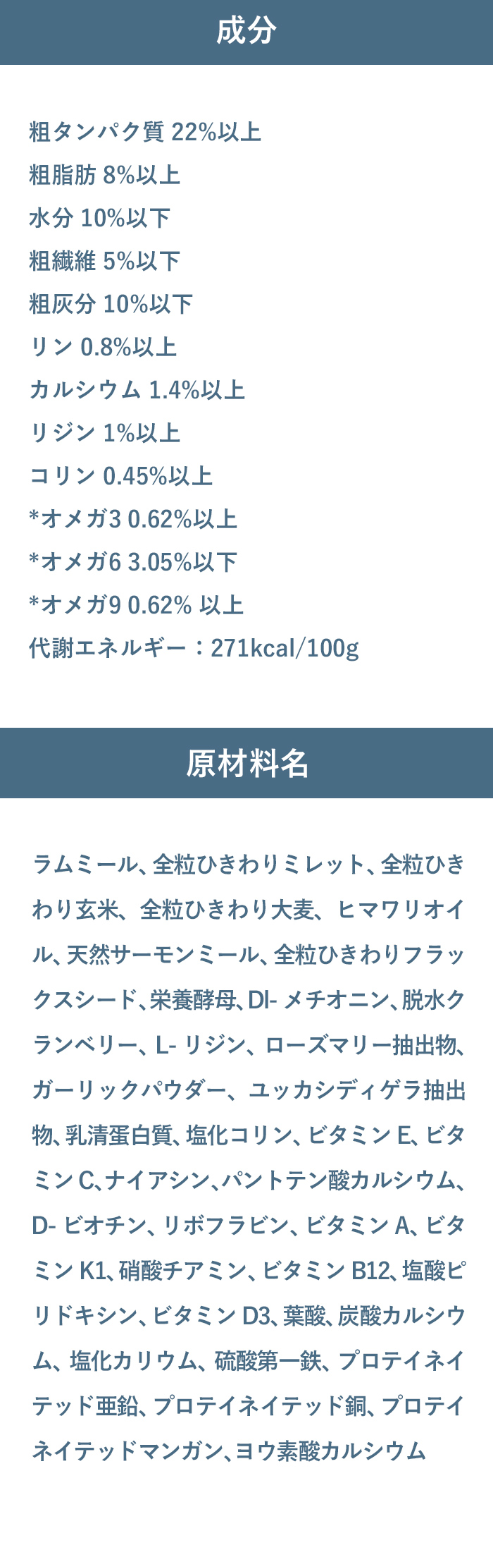 成分表・原材料表