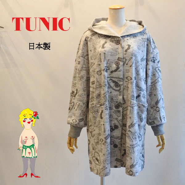 鴨居羊子,花柄チュニック 長袖 TUNIC