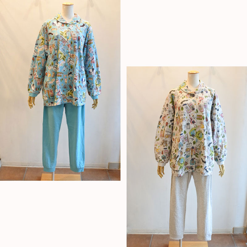 30％OFF TUNIC チュニック 鴨居羊子 衿付き全開パジャマ 40接結 街なみ 