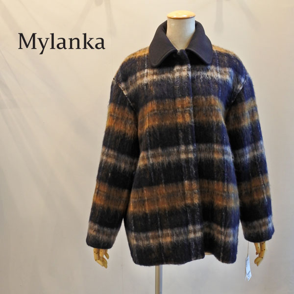 MyLanka（ミランカ） シャギーチェックコート 衿付き M58601 送料無料 