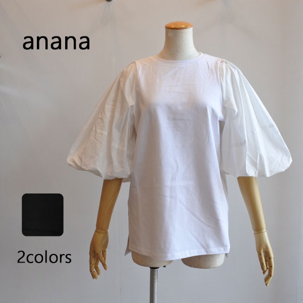 anana（アナナ） ランタンスリーブドッキングカットソー 異素材 