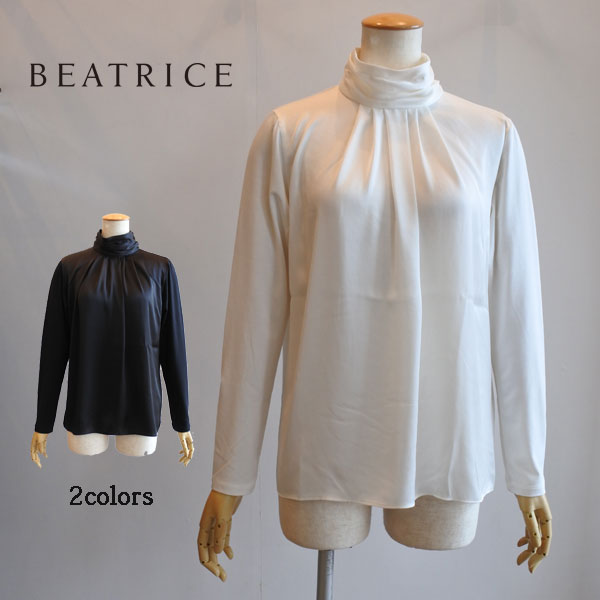 BEATRICE（ベアトリス） 異素材ドッキングカットソー ハイネック ベア