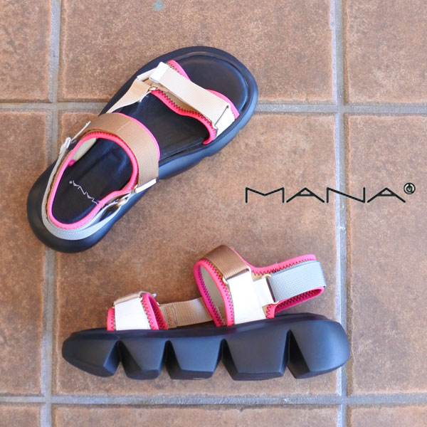 MANA ヘビ柄プラットフォームサンダル グリーンコンビ サイズ37