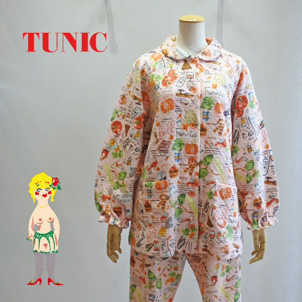 TUNIC チュニック 鴨居羊子 衿付き全開パジャマ キャットキルト 