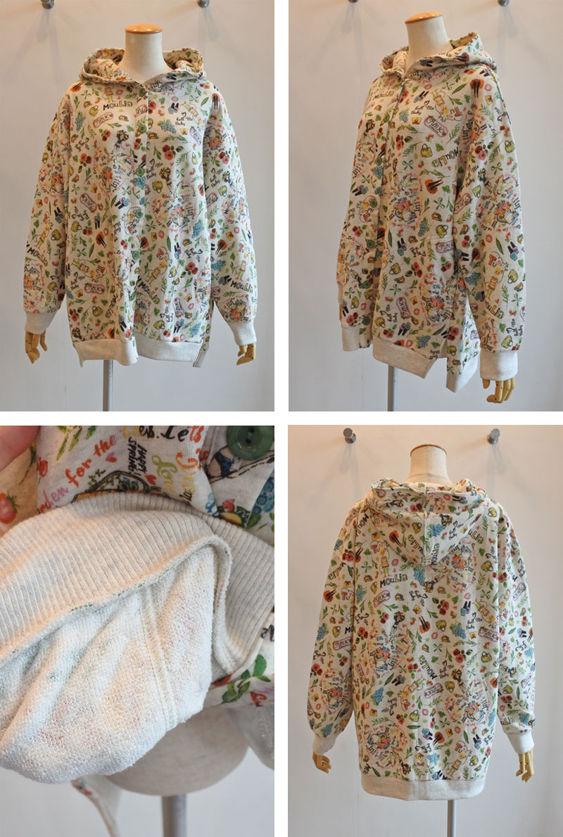 鴨居羊子 TUNIC 長袖パーカー　パイルジャガードラブフランス　羽織 鴨居羊子 TUNIC 長袖パーカー パイルジャガードラブフランス