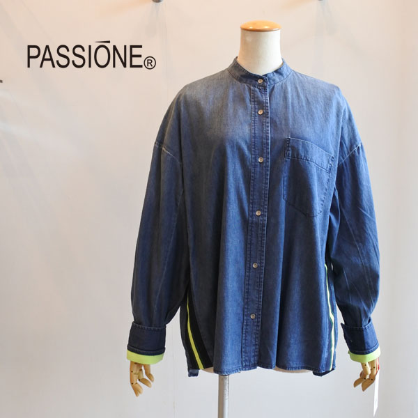 【美品】PASSIONE パシオーネ　リネン　100% 羽織　シャツ　マスタード 楽天市場】パシオーネ（PASSIONE）レギュラーカラー 長袖シャツ