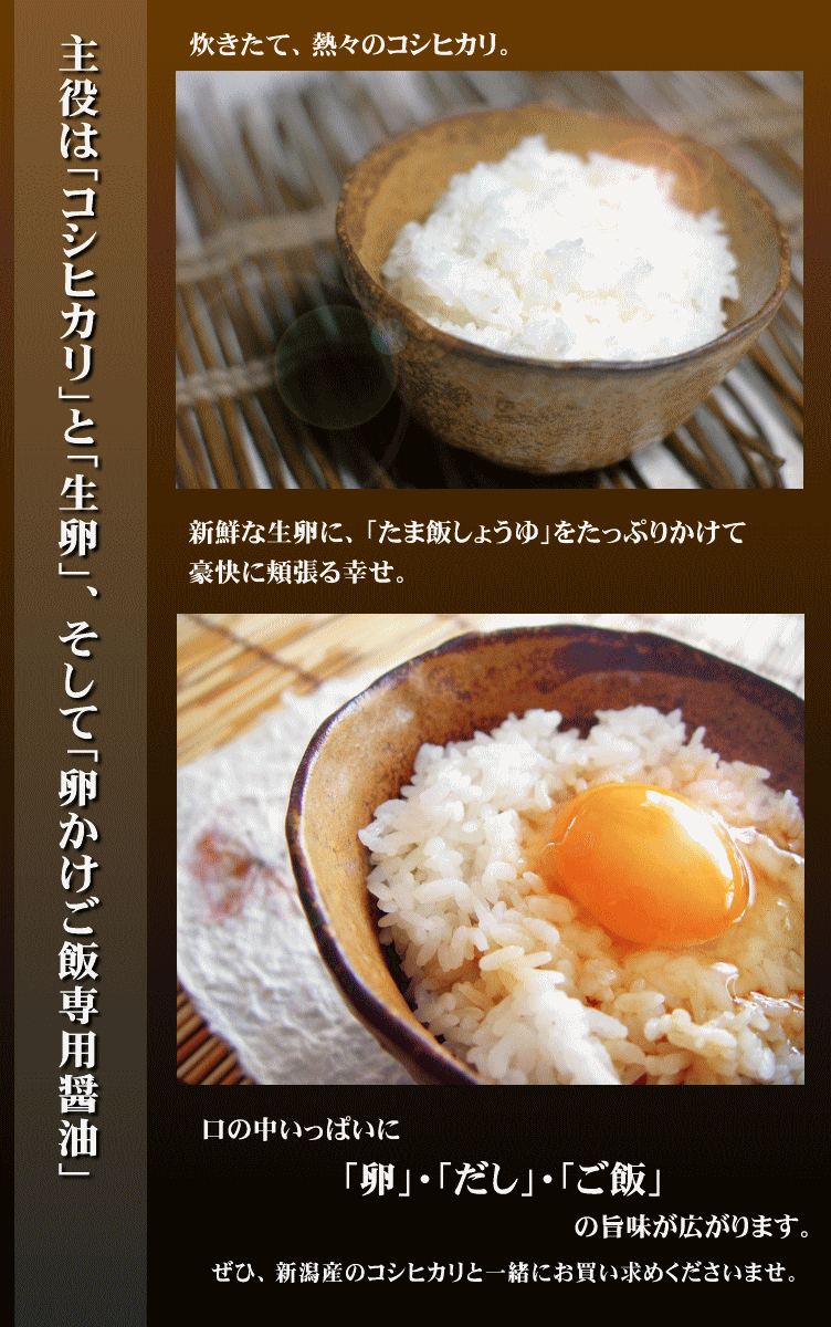 卵かけ ご飯用専用 たま飯しょうゆ 150ml 醤油のプロとお米マイスターが共同開発 新潟 加藤製菓 : tamameshi : 新潟米あられおかき  加藤製菓 - 通販 - Yahoo!ショッピング