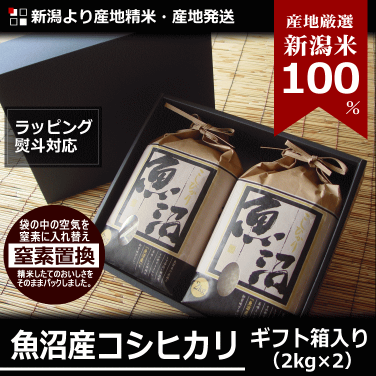 コシヒカリ 熨斗対応 お米 ギフト 魚沼産 4kg 内祝い 2kg×2袋 令和7 