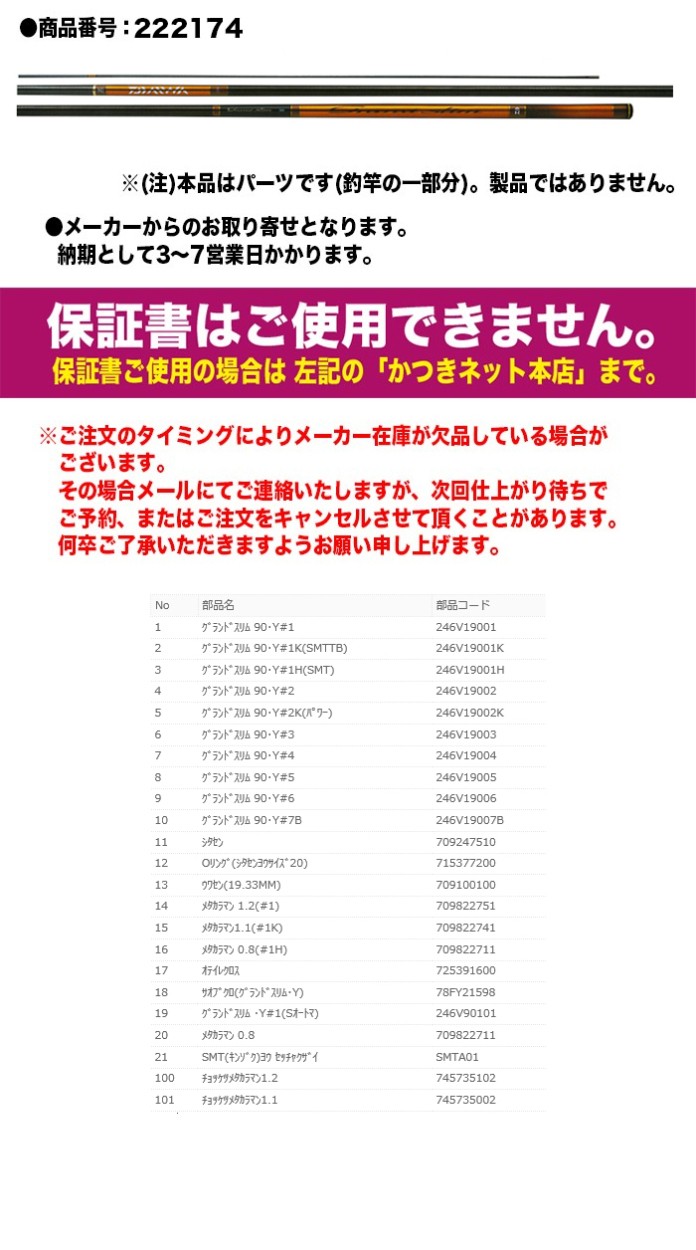ダイワ 鮎ロッドパーツ グランドスリム Y 90 6番 上から6番目 永遠の定番モデル