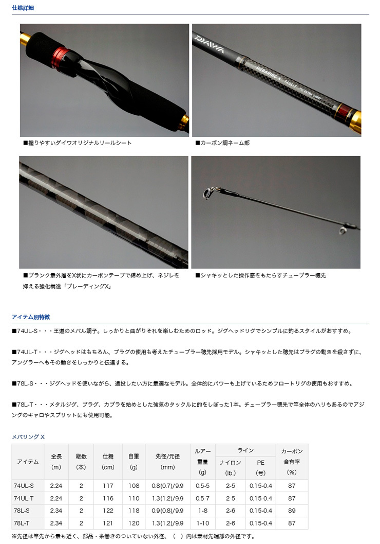 DAIWA（釣り） メバリング X 74UL-T 029919 ダイワ : カツキ