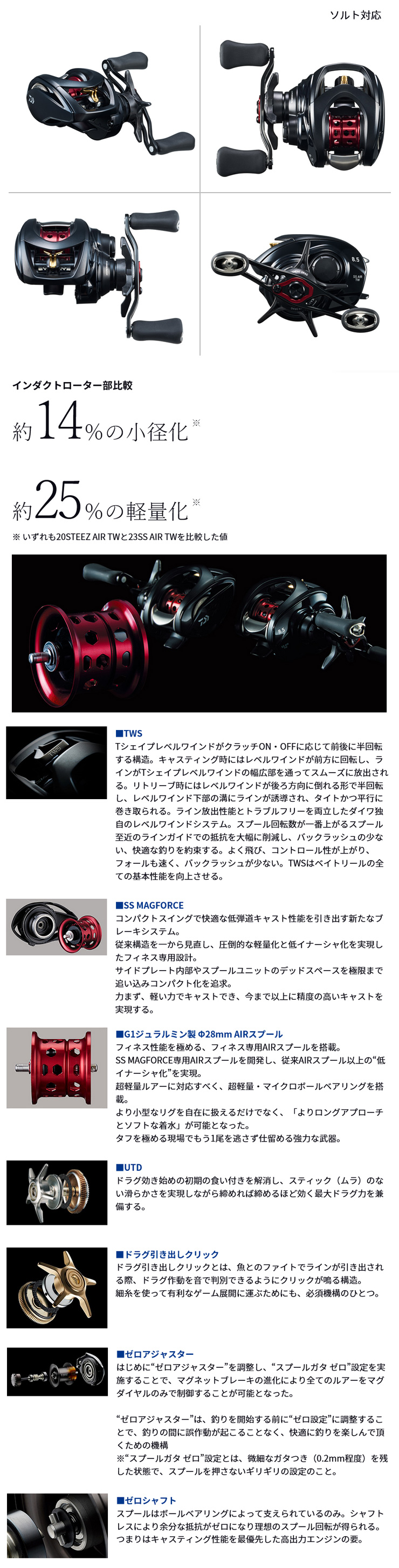 DAIWA SS AIR リール DAIWA（釣り） 23 SS AIR TW 8.5L ダイワ 160349* : カツキ
