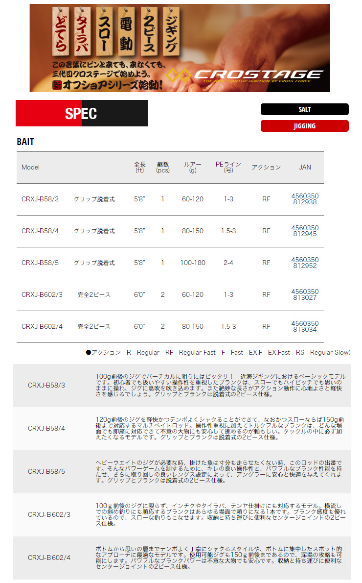 メジャークラフト クロステージ(CROSTAGE) ジギング CRXJ-B58/3 812938 : yt-4560350812938 :  カツキネットヤフー店 - 通販 - Yahoo!ショッピング